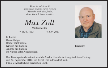 Anzeige von Max Zoll von MGO