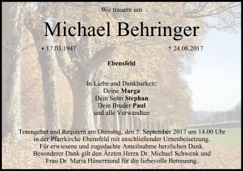 Anzeige von Michael Behringer von MGO