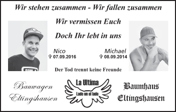 Anzeige von Nico und Michael  von MGO