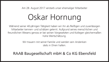 Anzeige von Oskar Hornung von MGO