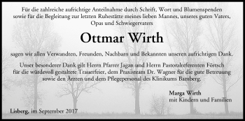 Anzeige von Ottmar Wirth von MGO