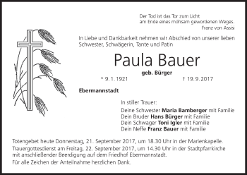 Anzeige von Paula Bauer von MGO