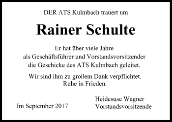 Anzeige von Rainer Schulte von MGO
