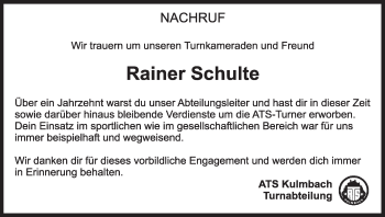 Anzeige von Rainer Schulte von MGO