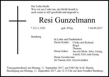 Anzeige von Resi Gunzelmann von MGO