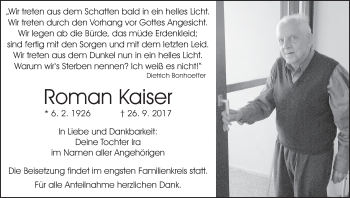 Anzeige von Roman Kaiser von MGO