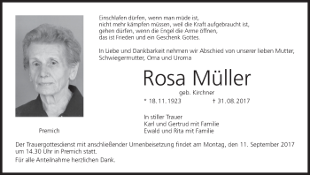 Anzeige von Rosa Müller von MGO