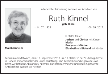 Anzeige von Ruth Kinnel von MGO