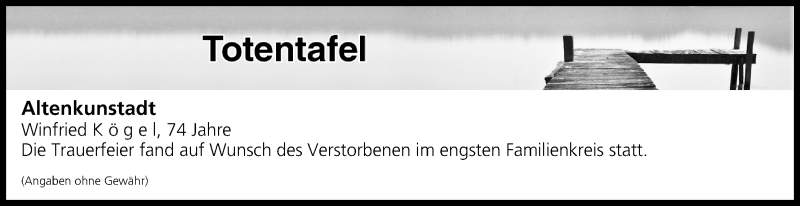  Traueranzeige für Totentafel vom 16.09.2017 vom 16.09.2017 aus MGO