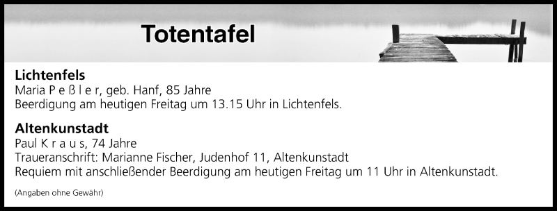  Traueranzeige für Totentafel vom 22.09.2017 vom 22.09.2017 aus MGO