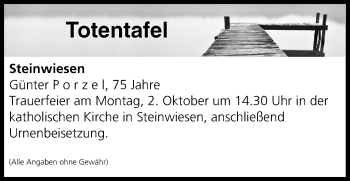 Anzeige von Totentafel vom 30.09.2017 von MGO