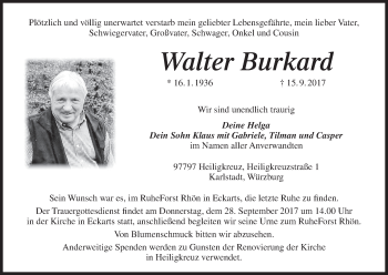 Anzeige von Walter Burkard von MGO