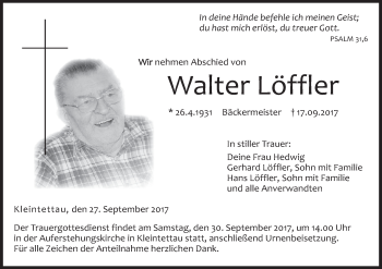 Anzeige von Walter Löffler von MGO