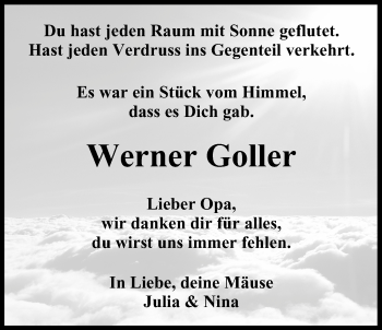 Anzeige von Werner Goller von MGO