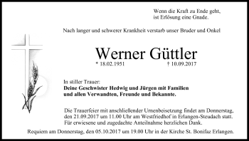 Anzeige von Werner Güttler von MGO