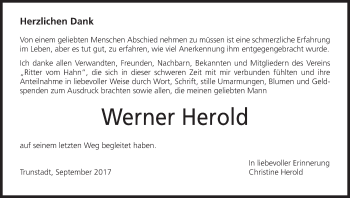 Anzeige von Werner Herold von MGO