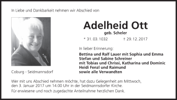 Anzeige von Adelheid Ott von MGO