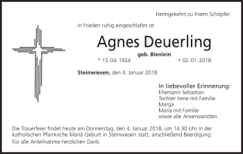 Anzeige von Agnes Deuerling von MGO
