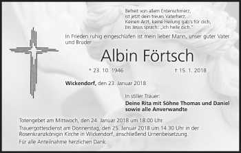Anzeige von Albin Förtsch von MGO