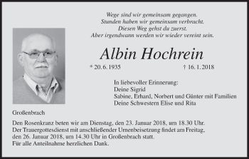 Anzeige von Albin Hochrein von MGO