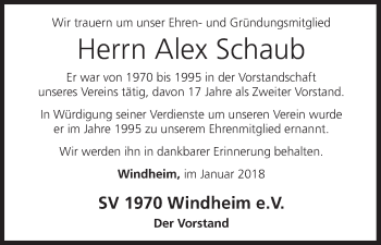 Anzeige von Alex Schaub von MGO
