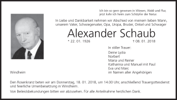 Anzeige von Alexander Schaub von MGO