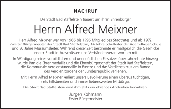 Anzeige von Alfred Meixner von MGO