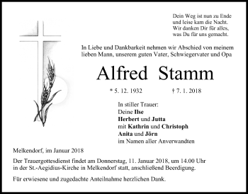 Anzeige von Alfred Stamm von MGO
