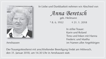 Anzeige von Anna Beretsch von MGO