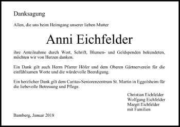 Anzeige von Anni Eichfelder von MGO