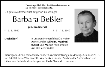 Anzeige von Barbara Beßler von MGO