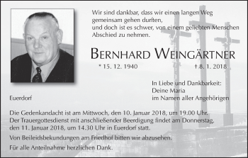 Anzeige von Bernhard Weingärtner von MGO