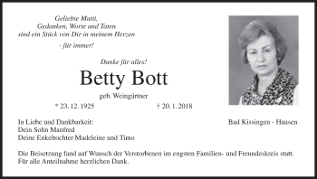 Anzeige von Betty Bott von MGO