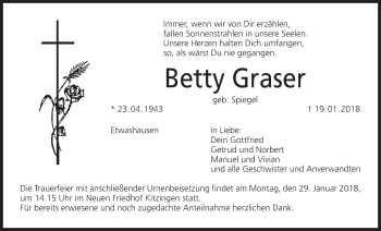 Anzeige von Betty Graser von MGO