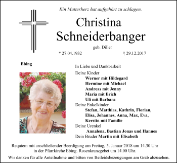 Anzeige von Christina Schneiderbanger von MGO
