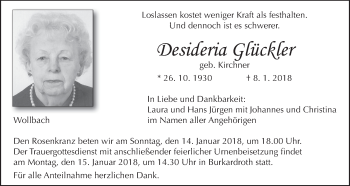 Anzeige von Desideria Glückler von MGO