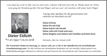 Anzeige von Dieter Eidloth von MGO