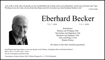 Anzeige von Eberhard Becker von MGO