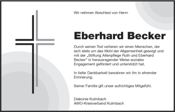 Anzeige von Eberhard Becker von MGO