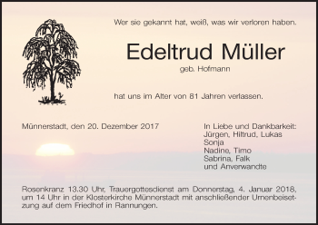 Anzeige von Edeltrud Müller von MGO