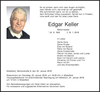 Anzeige von Edgar Keller von MGO
