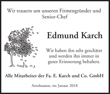 Anzeige von Edmund Karch von MGO