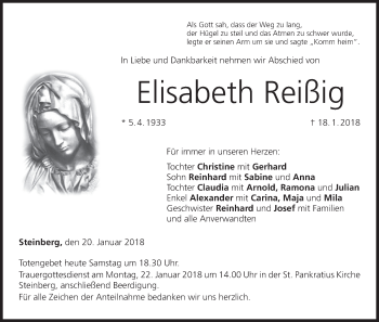 Anzeige von Elisabeth Reißig von MGO