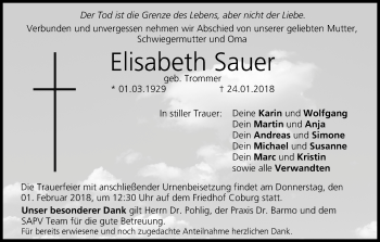 Anzeige von Elisabeth Sauer von MGO