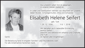 Anzeige von Elisabeth Helene Seifert von MGO