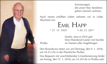 Anzeige von Emil Happ von MGO