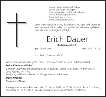 Anzeige von Erich Dauer von MGO
