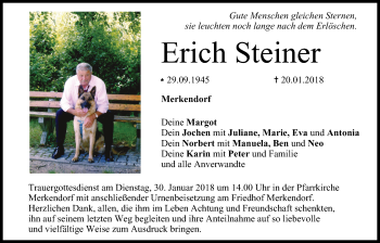 Anzeige von Erich Steiner von MGO
