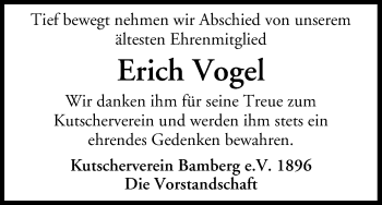 Anzeige von Erich Vogel von MGO