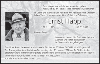 Anzeige von Ernst Happ von MGO
